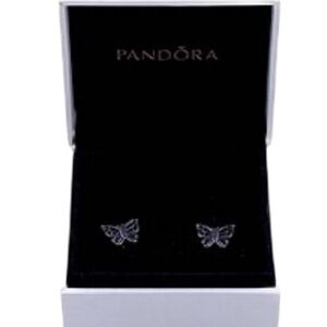 Pandora Sterling Silver Butterfly Outline Stud Earrings  No Stones Model 290547